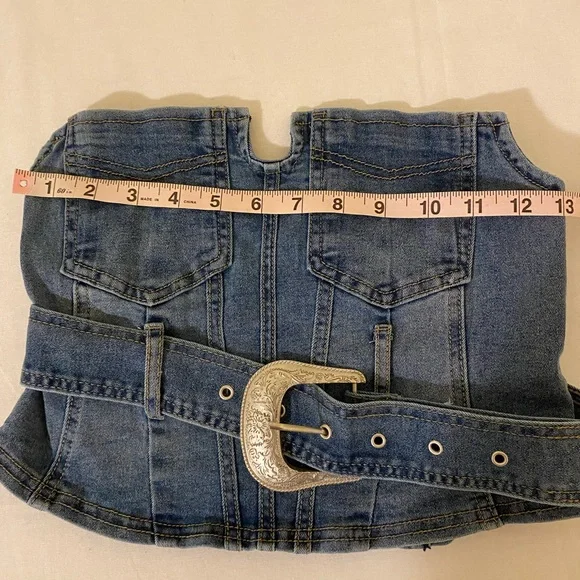 Fashion Nova-Buckle Bunny Denim Corset Top - Medium - Picture 6 of 9